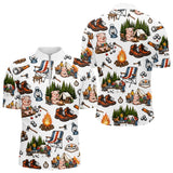 Polo Pétanque Cochonnet & Camping Blanc - Motif Humoristique - Polo Zippé Homme