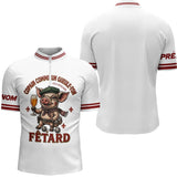 Polo Pétanque Cochonnet Fêtard - Blanc & Rouge Personnalisé - Polo Zippé Homme
