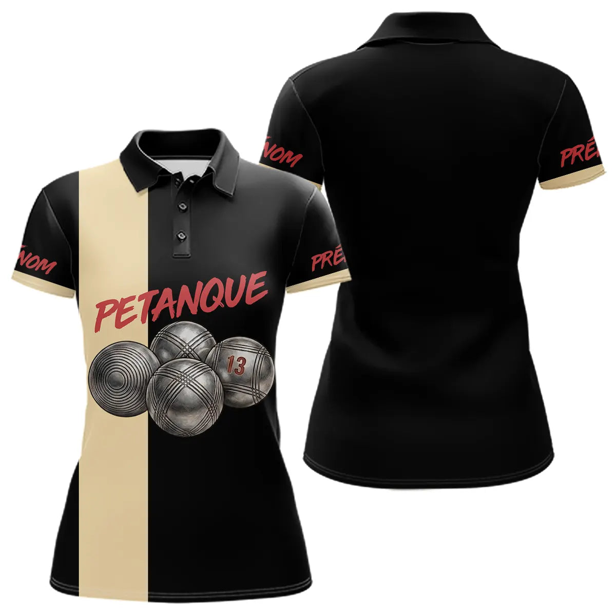 Polo Pétanque Compétition Noir - Idée Cadeau Homme Femme - Polo Femme