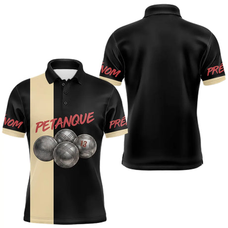 Polo Pétanque Compétition Noir - Idée Cadeau Homme Femme - Polo Homme