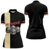 Polo Pétanque Compétition Noir - Idée Cadeau Homme Femme - Polo Zippé Femme