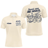 Polo Pétanque Crème Personnalisé - Jamais Sans Mes Boules - Polo Homme
