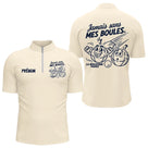 Polo Pétanque Crème Personnalisé - Jamais Sans Mes Boules - Polo Zippé Homme