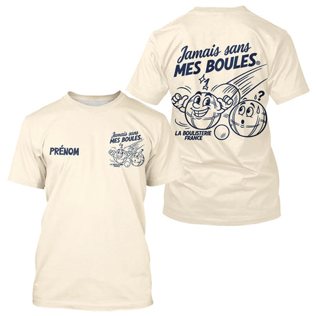 Polo Pétanque Crème Personnalisé - Jamais Sans Mes Boules - T-Shirt Homme