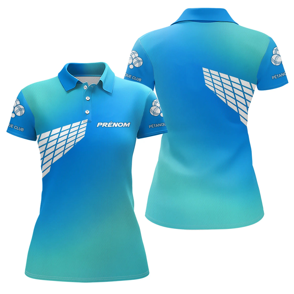 Polo Pétanque Dégradé Bleu - Personnalisable Homme Femme - Polo Femme