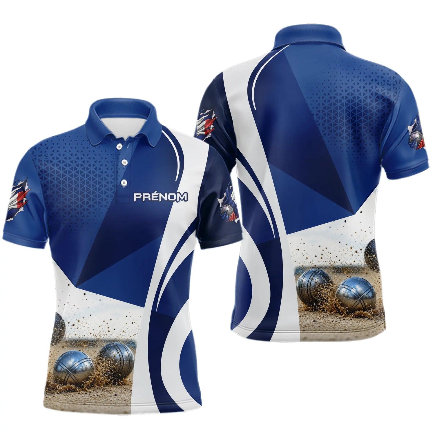 Polo Pétanque Design Boules Sable - Élégant Bleu Marine - Polo Homme