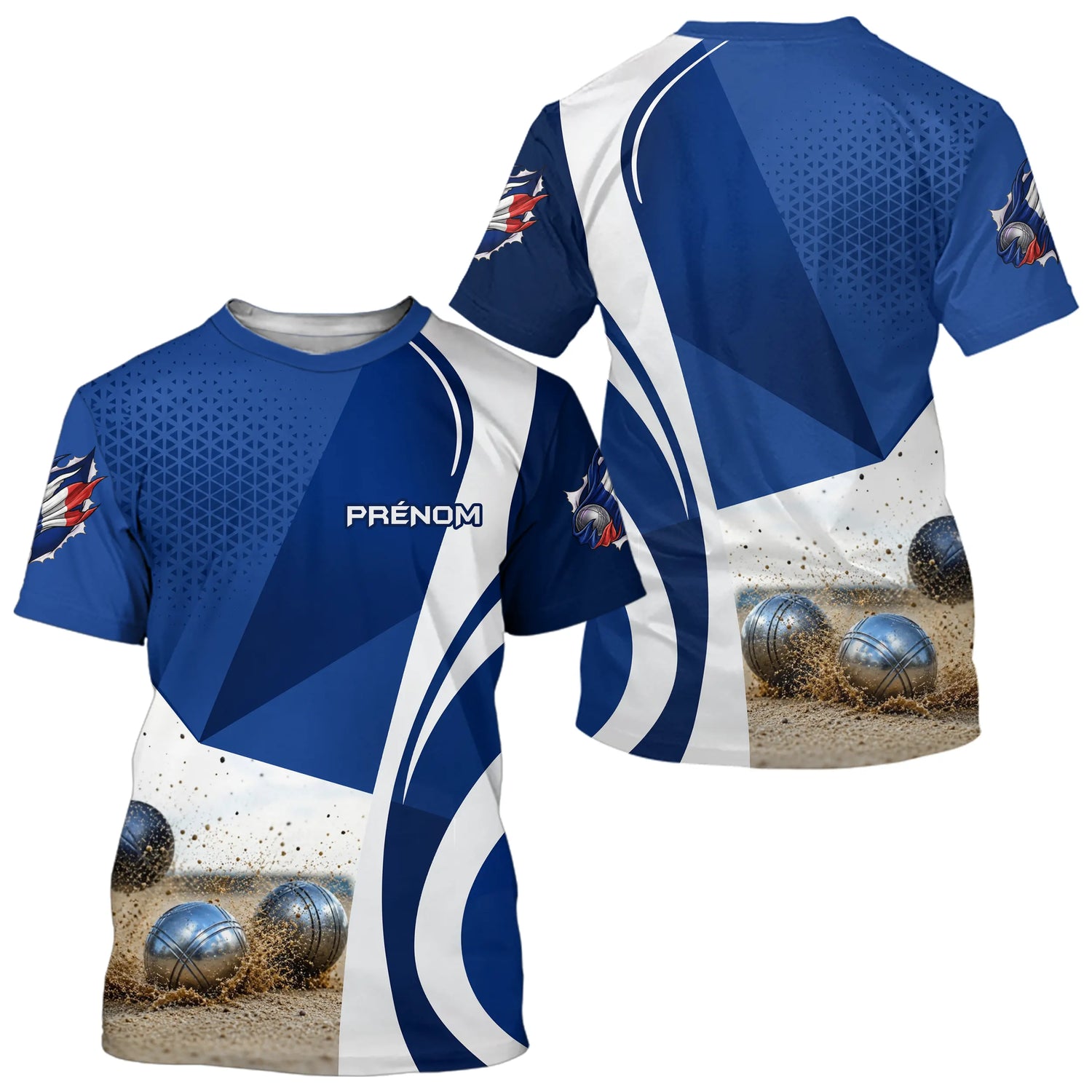 Polo Pétanque Design Boules Sable - Élégant Bleu Marine - T-Shirt Homme