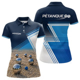 Polo Pétanque Design Sables et Boules - Bleu Personnalisable - Polo Femme