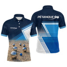 Polo Pétanque Design Sables et Boules - Bleu Personnalisable - Polo Homme