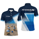 Polo Pétanque Design Sables et Boules - Bleu Personnalisable - Polo Homme