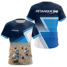 Polo Pétanque Design Sables et Boules - Bleu Personnalisable - T-Shirt Femme