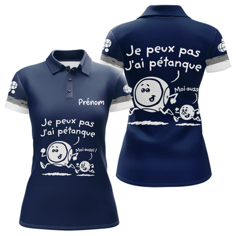 Polo Pétanque Drôle Bleu Marine – J’ai Personnalisé - Polo Femme