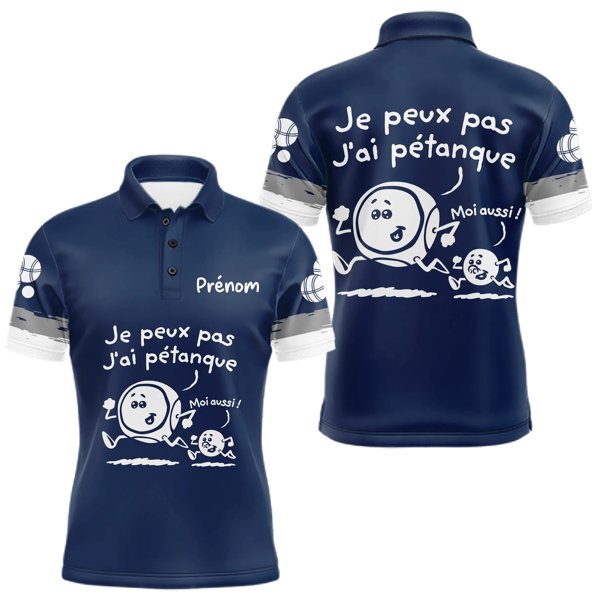 Polo Pétanque Drôle Bleu Marine – J’ai Personnalisé - Polo Homme