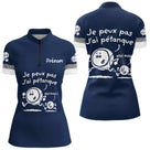 Polo Pétanque Drôle Bleu Marine – J’ai Personnalisé - Polo Zippé Femme