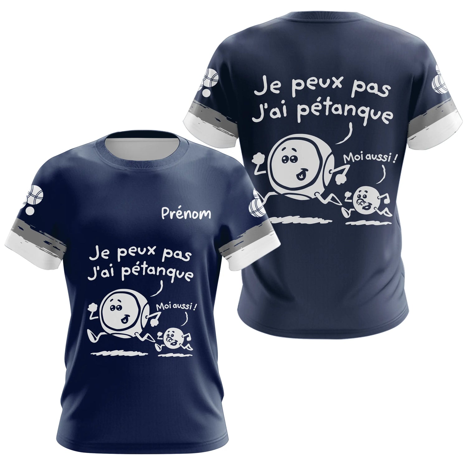 Polo Pétanque Drôle Bleu Marine – J’ai Personnalisé - T-Shirt Femme