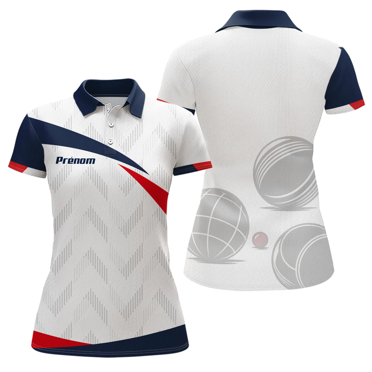 Polo Pétanque Drapeau Français - Bleu Blanc Rouge Personnalisé - Polo Femme