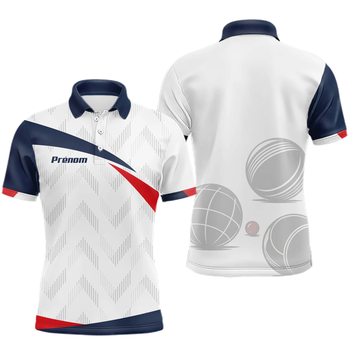 Polo Pétanque Drapeau Français - Bleu Blanc Rouge Personnalisé - Polo Homme