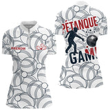 Polo Pétanque Esprit d’Équipe - Design Joueur Blanc - Polo Zippé Femme