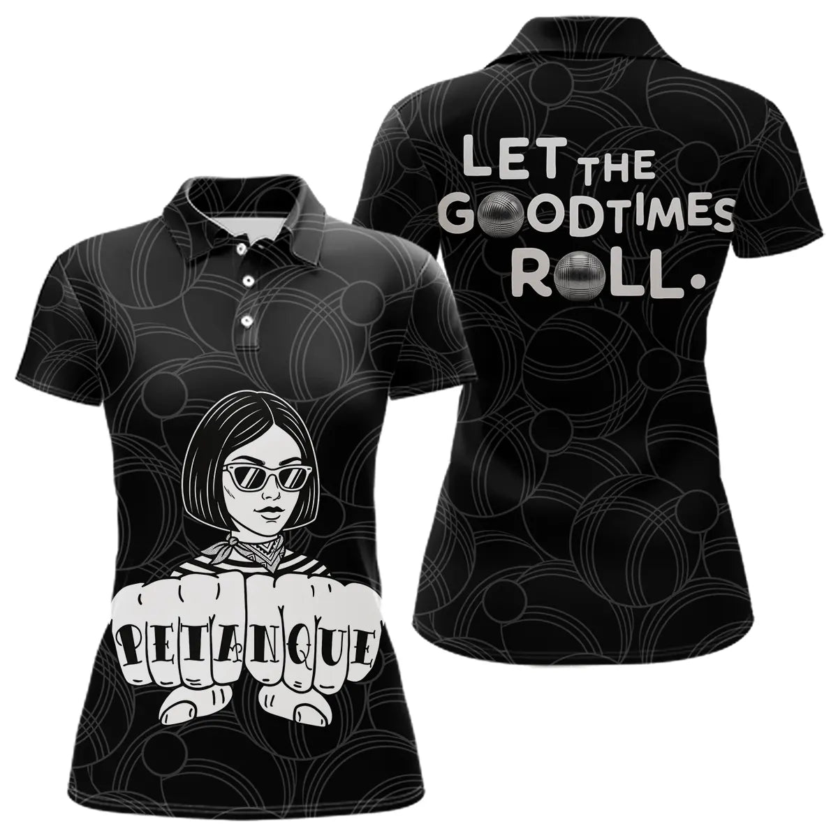 Polo Pétanque Femme Homme Noir & Blanc - Good Times - Polo Femme