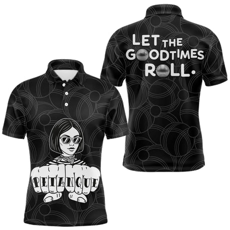 Polo Pétanque Femme Homme Noir & Blanc - Good Times - Polo Homme