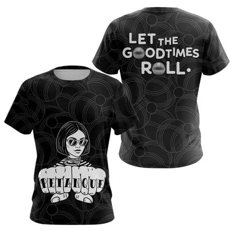 Polo Pétanque Femme Homme Noir & Blanc - Good Times - T-Shirt Femme