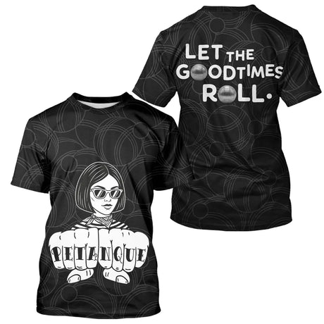 Polo Pétanque Femme Homme Noir & Blanc - Good Times - T-Shirt Homme