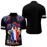 Polo Pétanque Français Noir Personnalisé - Coq & Apéro - Polo Zippé Homme