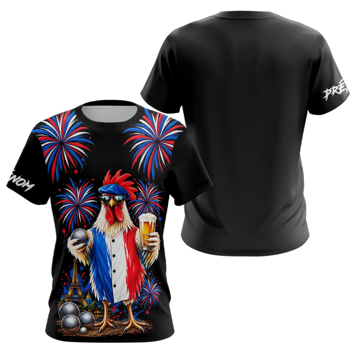 Polo Pétanque Français Noir Personnalisé - Coq & Apéro - T-Shirt Femme