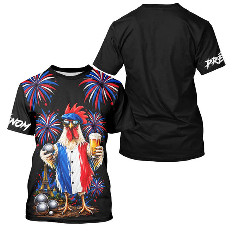 Polo Pétanque Français Noir Personnalisé - Coq & Apéro - T-Shirt Homme