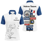 Polo Pétanque Française Personnalisé - Bleu Blanc Homme Femme - Polo Homme