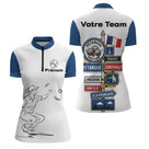 Polo Pétanque Française Personnalisé - Bleu Blanc Homme Femme - Polo Zippé Femme