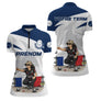 Polo Pétanque Française Personnalisé - Prénom Équipe Bleu - Polo Zippé Femme