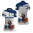 Polo Pétanque Française Personnalisé - Prénom Équipe Bleu - Polo Zippé Femme