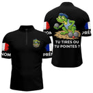 Polo Pétanque Frog Joueur Noir - Tu Tires Tu Pointes - Polo Zippé Homme