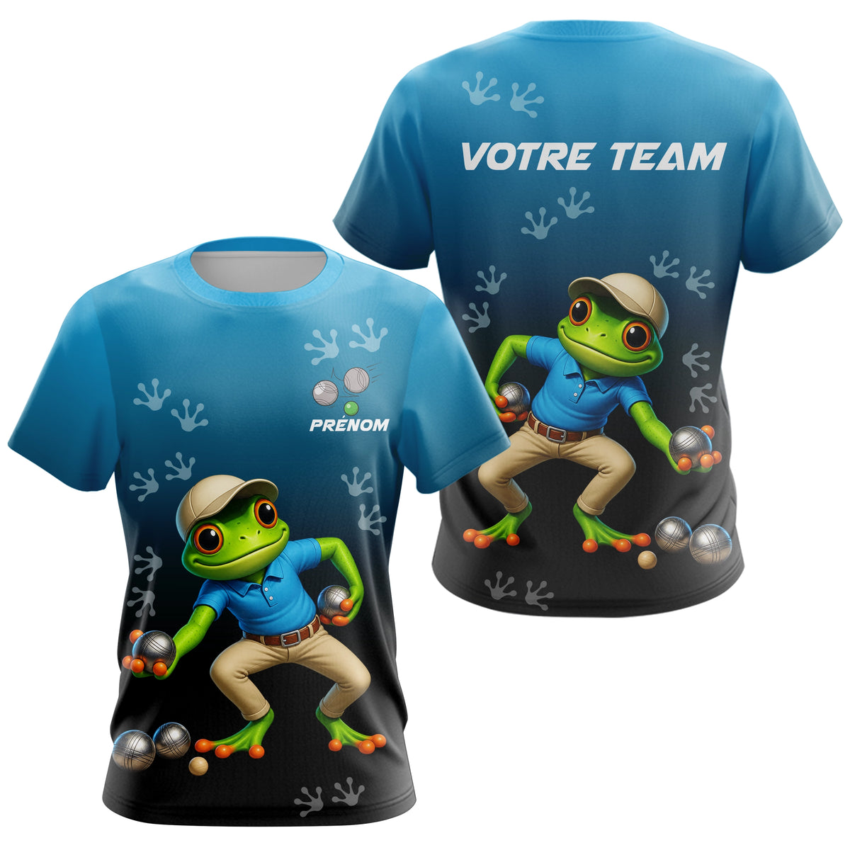 Polo Pétanque Grenouille France - Bleu & Noir Personnalisé - T-Shirt Femme