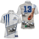 Polo Pétanque Gris & Bleu Marine - Numéro 13 Personnalisé - Polo Homme