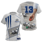 Polo Pétanque Gris & Bleu Marine - Numéro 13 Personnalisé - T-Shirt Femme