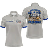 Polo Pétanque Gris & Bleu Personnalisé - Je Veux Boulodrome - Polo Homme