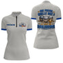 Polo Pétanque Gris & Bleu Personnalisé - Je Veux Boulodrome - Polo Zippé Femme