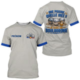 Polo Pétanque Gris & Bleu Personnalisé - Je Veux Boulodrome - T-Shirt Homme