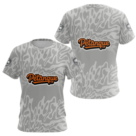Polo Pétanque Gris Orange - Personnalisé Bouliste Stylé - T-Shirt Femme
