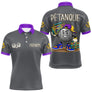 Polo Pétanque Gris & Violet Personnalisé - Style Hip Hop - Polo Homme