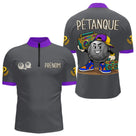 Polo Pétanque Gris & Violet Personnalisé - Style Hip Hop - Polo Zippé Homme