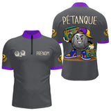 Polo Pétanque Gris & Violet Personnalisé - Style Hip Hop - Polo Zippé Homme