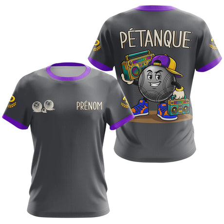 Polo Pétanque Gris & Violet Personnalisé - Style Hip Hop - T-Shirt Femme
