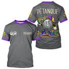 Polo Pétanque Gris & Violet Personnalisé - Style Hip Hop - T-Shirt Homme