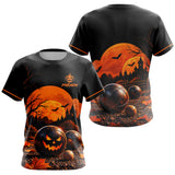 Polo Pétanque Halloween - Boules Orange Noir Personnalisé - T-Shirt Femme
