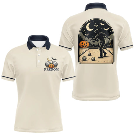 Polo Pétanque Halloween Beige Homme Personnalisé - Polo Homme