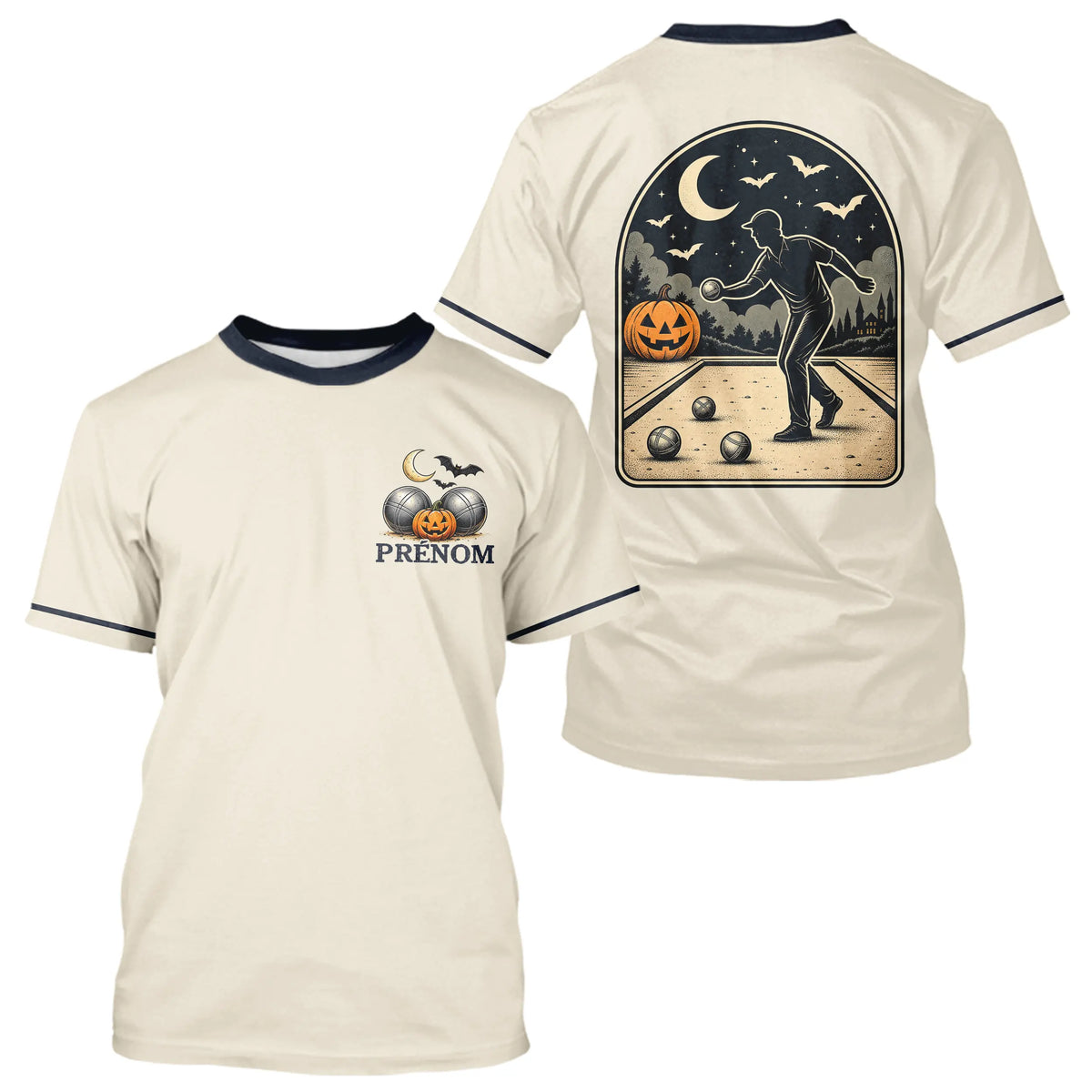 Polo Pétanque Halloween Beige Homme Personnalisé - T-Shirt Homme