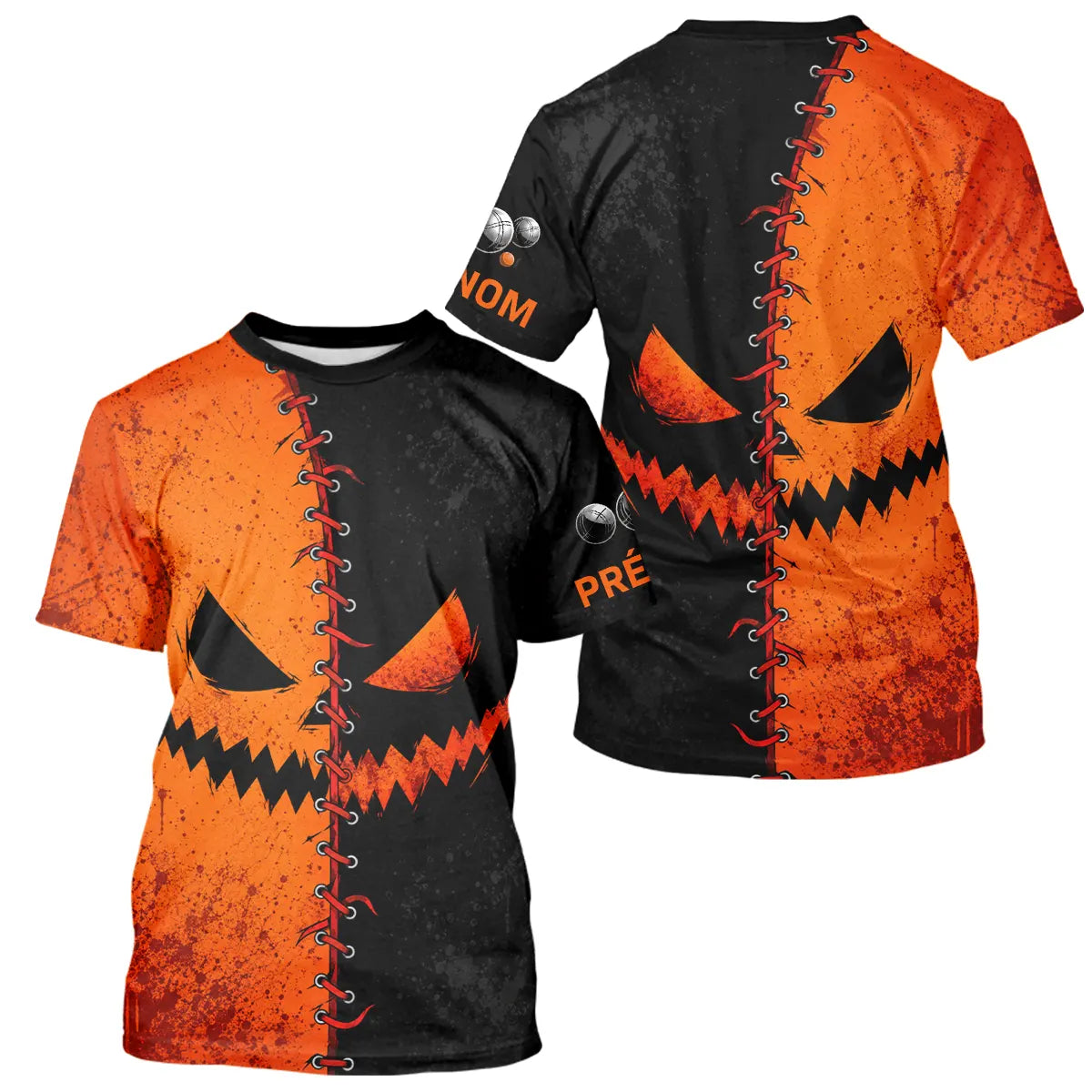 Polo Pétanque Halloween Citrouille - Homme Femme Personnalisé - T-Shirt Homme